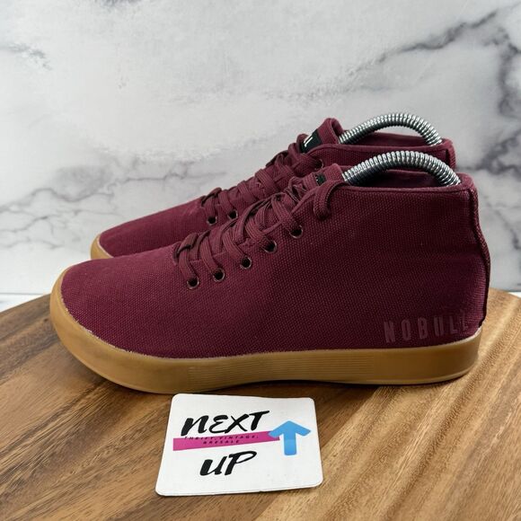 Women’s size 7.5-NOBULL Mid Canvas Trainer Cabernet Red Gum Sole Cross Fit Gym - Picture 1 of 9
